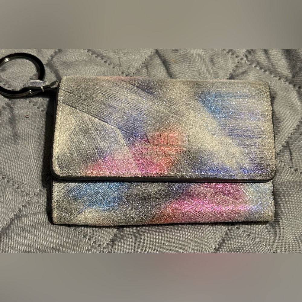 Aimee Kestenberg Dhena Leather Wristlet Wallet Violet Brushed Metallic